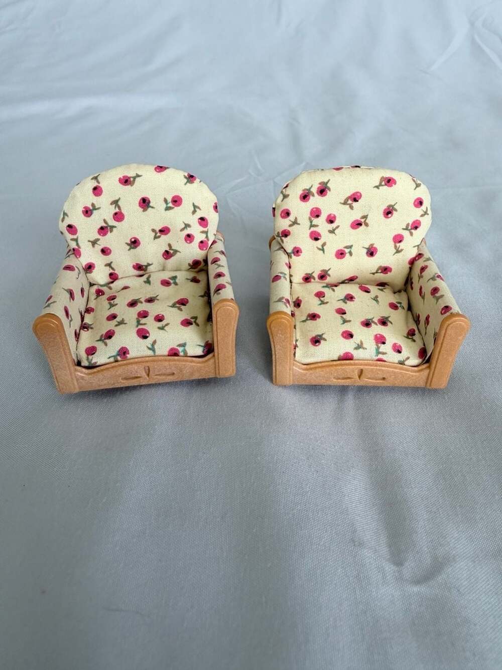 Calico Critters Vintage Living Room Armchairs Pair Floral